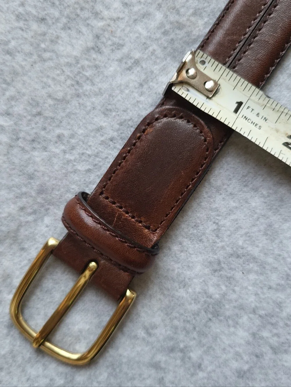 Dress Belt Mens 42/105 Brown Harness Leather Brass Buckle Work Business Casual